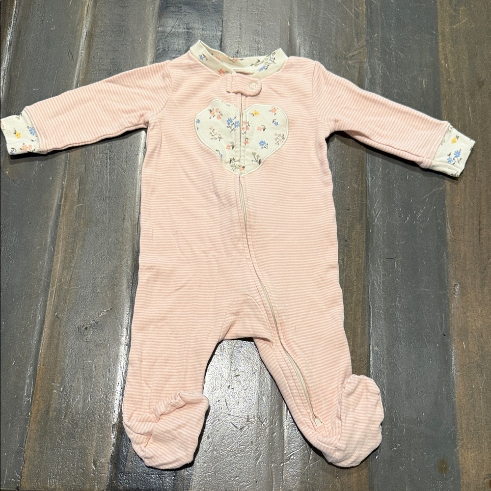 Pink Floral Heart Kids One Piece